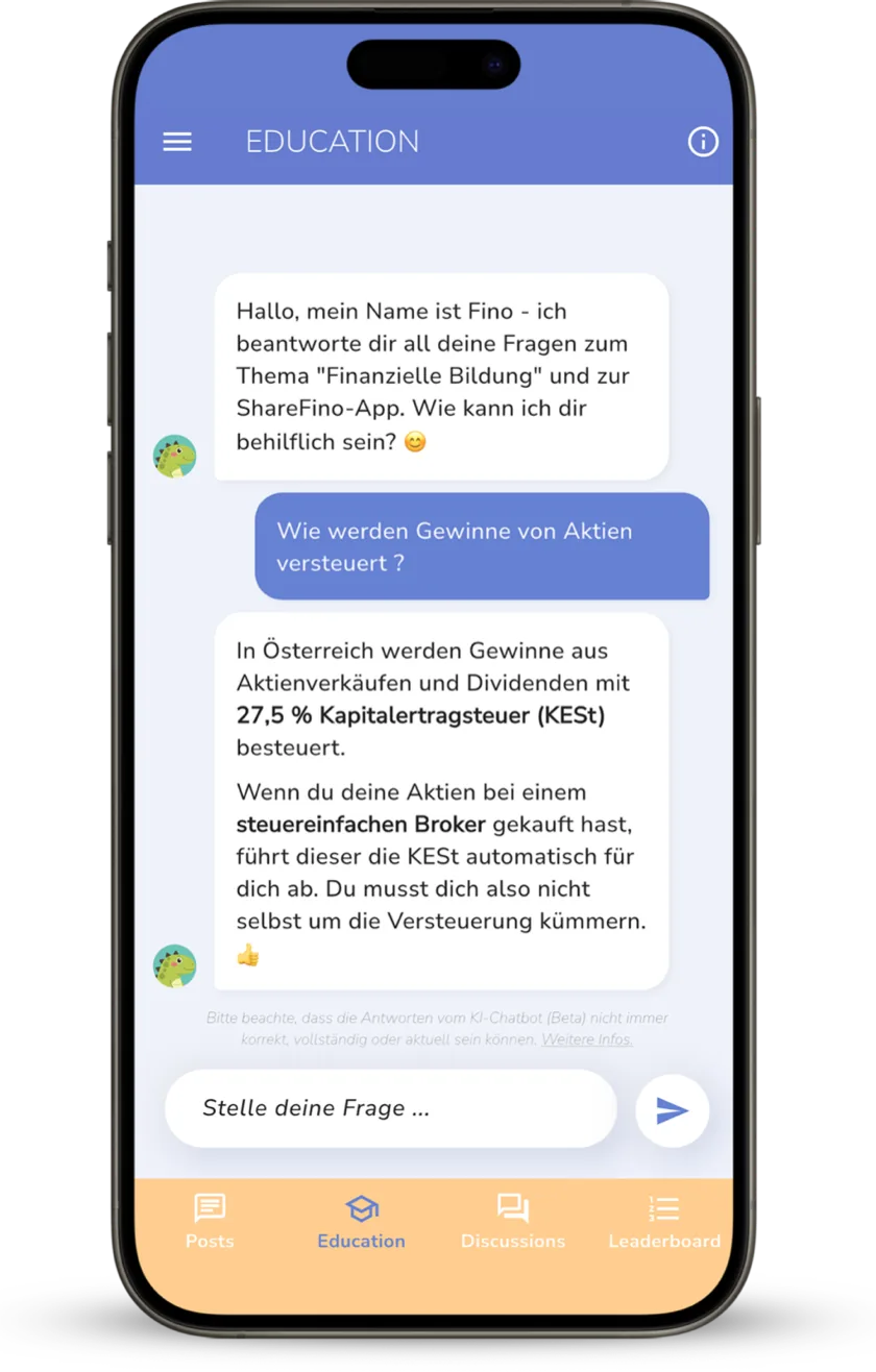Feature-Screenshot: Finanzielle Bildung