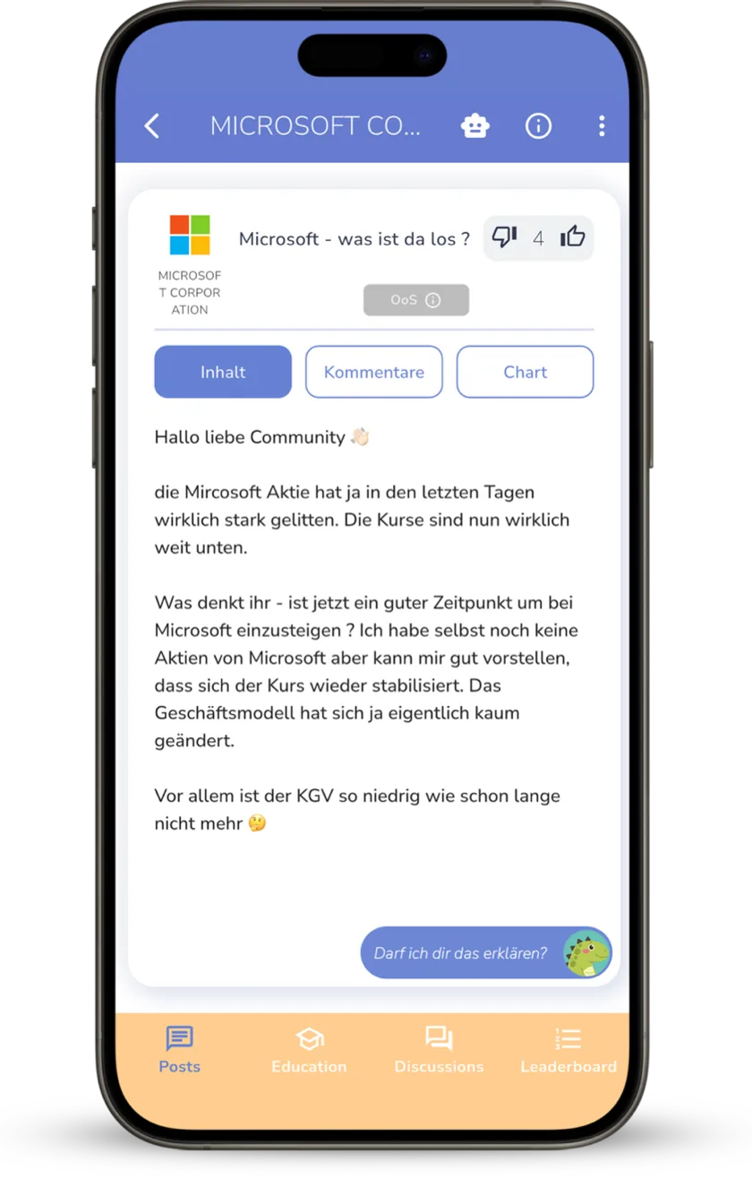 Feature-Screenshot: Austausch mit der Community